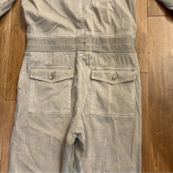 James Perse tan long sleeve button front jogger style jumpsuit XS - Picture 7 of 8